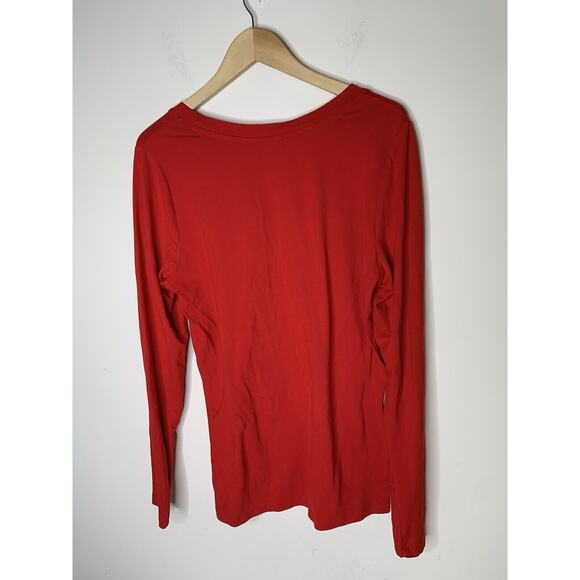 Simple Pleasures Womens Size L Long Sleeve Shirt Merry and Bright Christmas Red - Picture 4 of 7